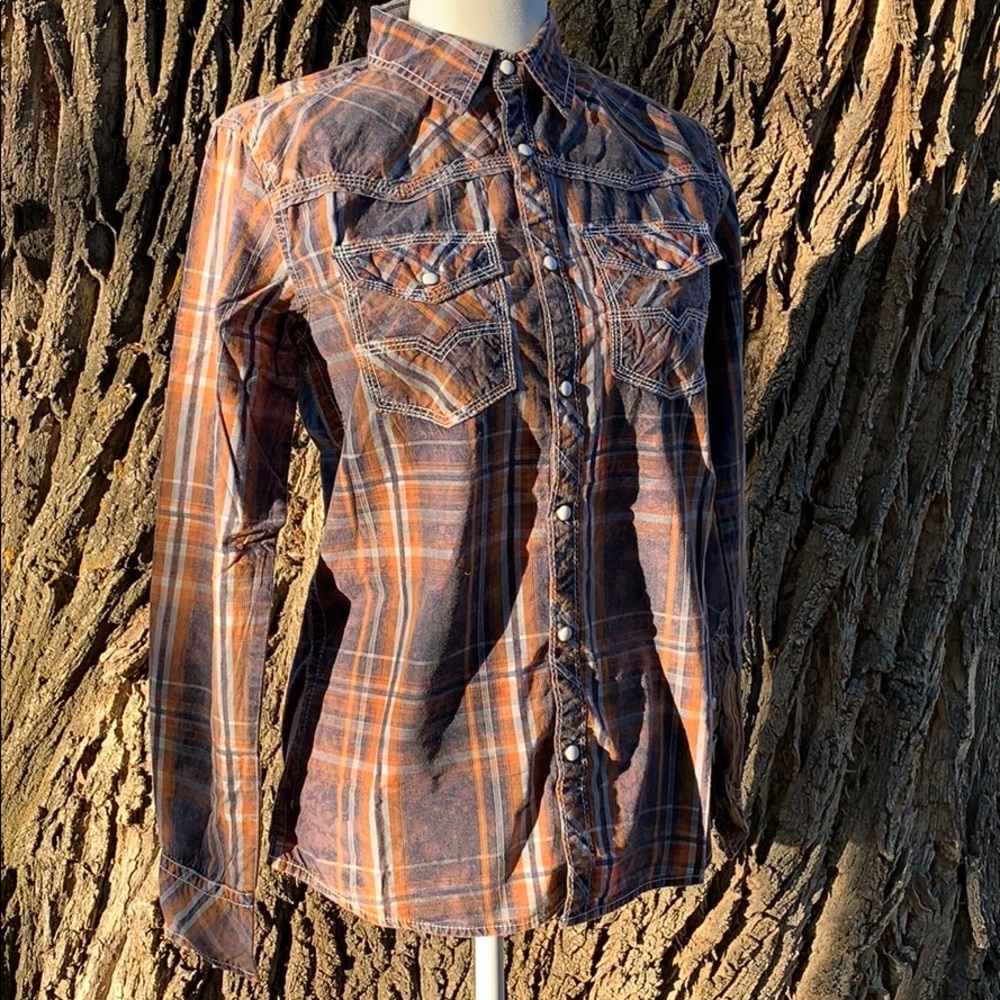 BKE Vintage snap l/s snap down shirt